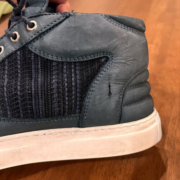Filling Pieces High Top Sneakers US 11.5–12 Navy Suede Leather Handmade Portugal - Picture 13 of 14